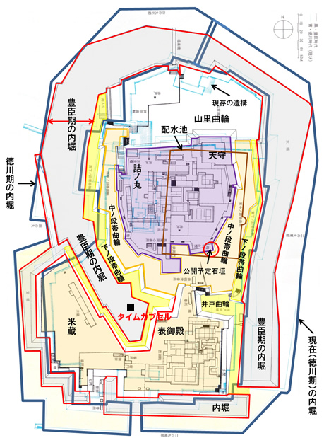 確認された豊臣期大坂城東中ノ段石垣