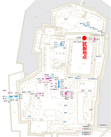 図1.本丸内ボーリング位置図
