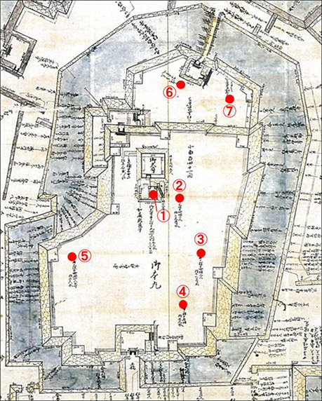 図1.徳川期本丸・山里丸内の井戸