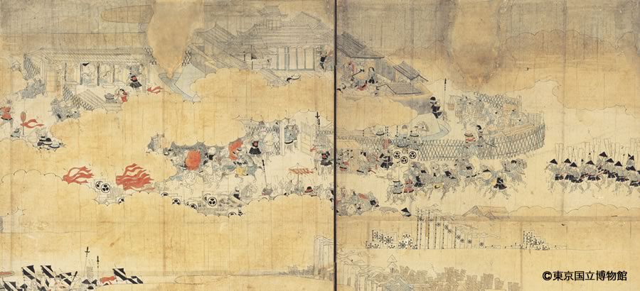 図2.『大坂冬の陣図屏風』に描かれた徳川秀忠本陣(東京国立博物館所蔵)