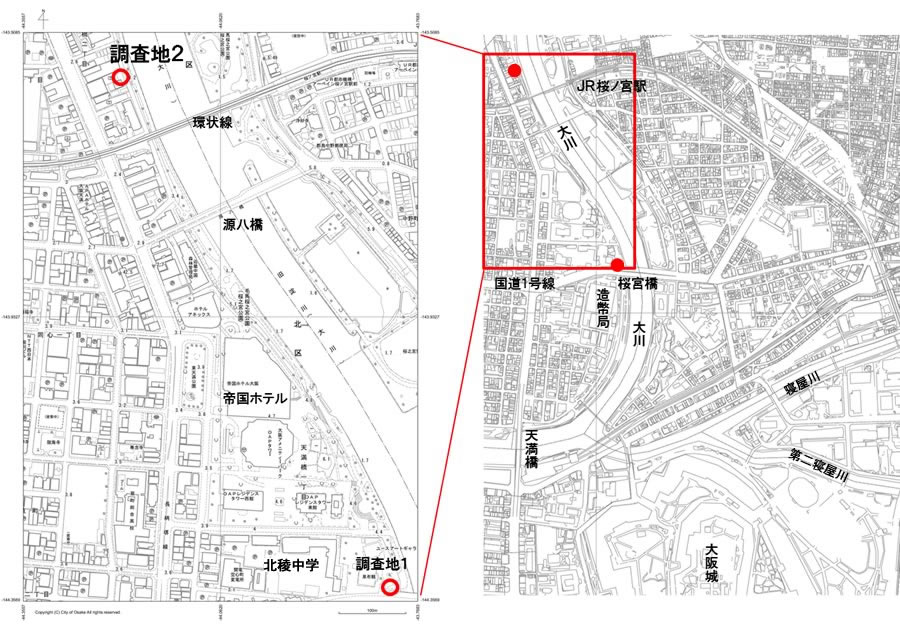 図1.調査地位置図(「マップナビおおさか」に加筆)
