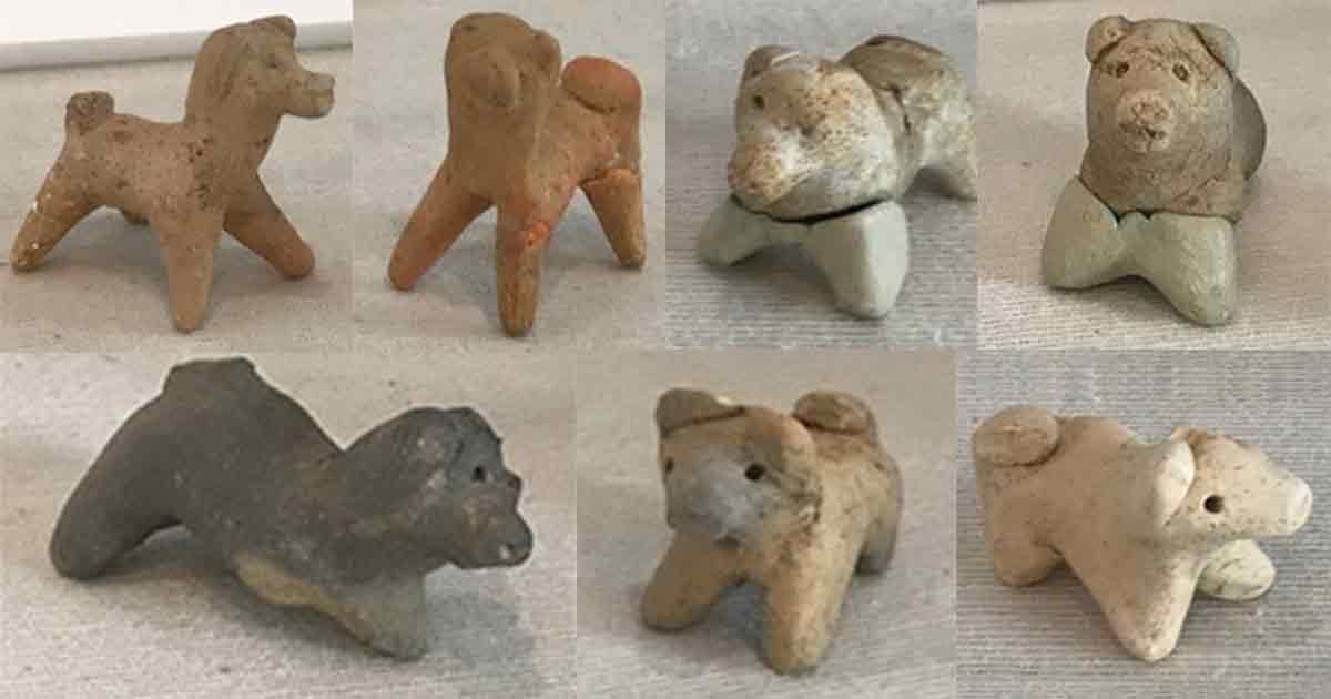 再見　犬の土人形