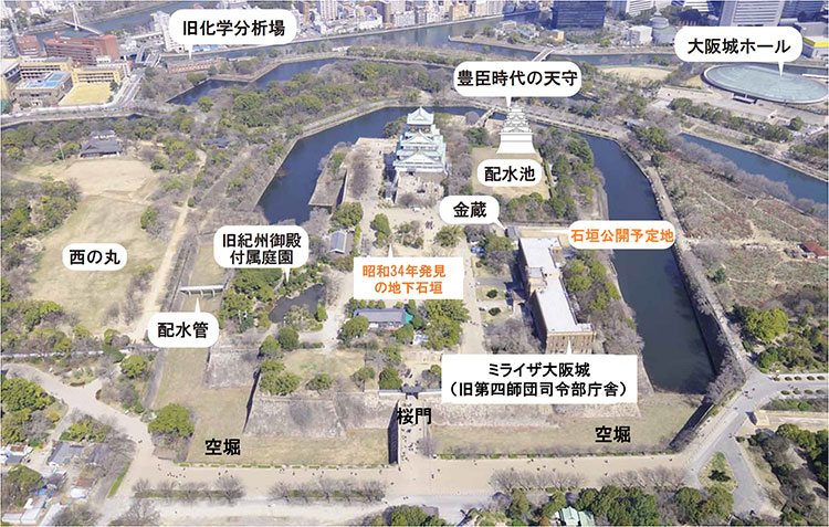写真1.本丸全景と豊臣期天守の位置