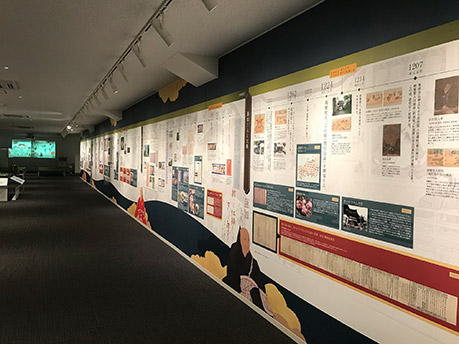 写真2.壁面40mにわたって展開する本願寺と大阪の歴史