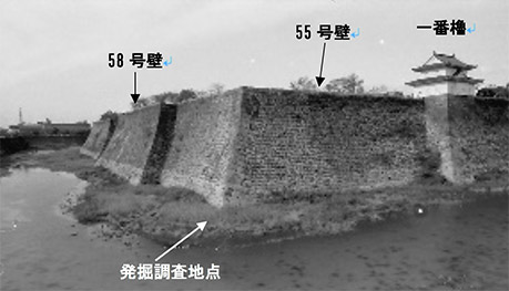 写真6.昭和40年代の一番櫓と55号壁(志村清氏提供)