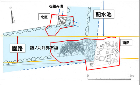 図1. 発掘された豊臣期詰ノ丸石垣