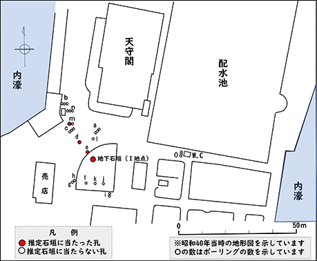 図2.昭和40年度(1965)実施のボーリング調査地点